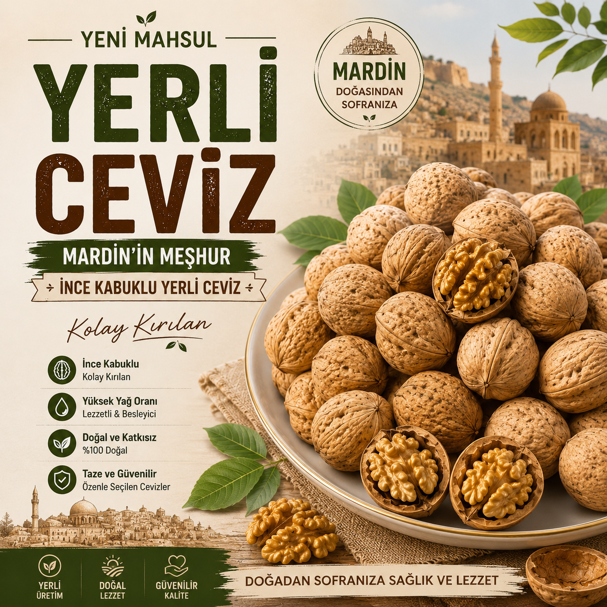 İNCE KABUKLU YERLİ CEVİZ